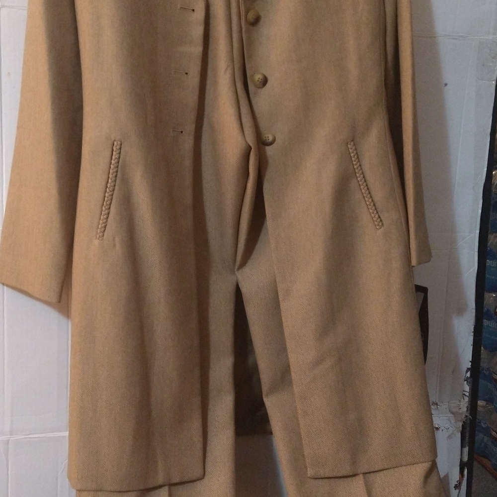 sz 4 Classy Tweed trench Over coat With matching trousers pantsuit Set - Picture 5 of 14